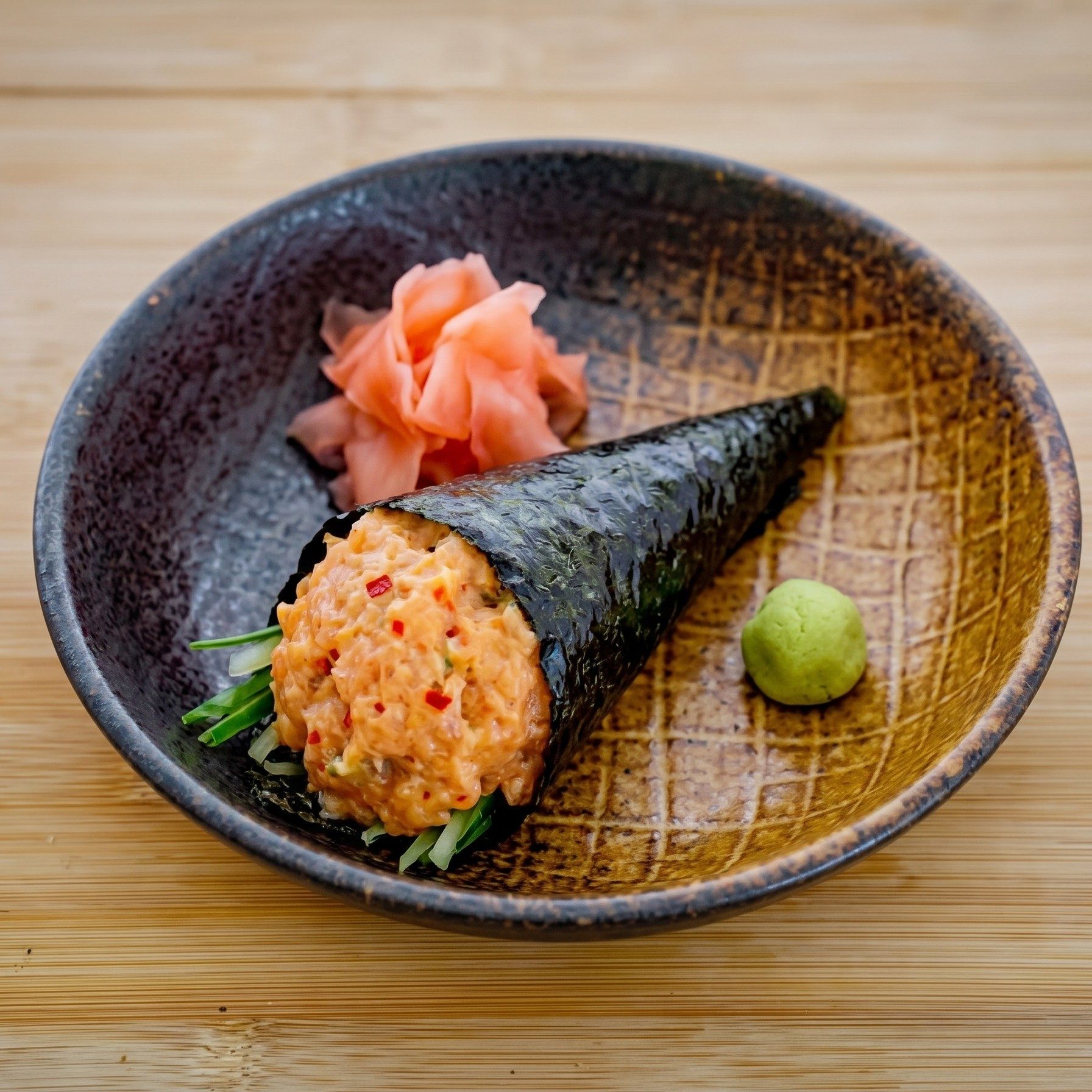 Spicy Tuna Hand Roll.